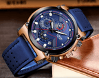 Men's Waterproof Modern Watch With Leather Belts, Stainless Steel Case Excellent Look Perfect Gift Stevvex