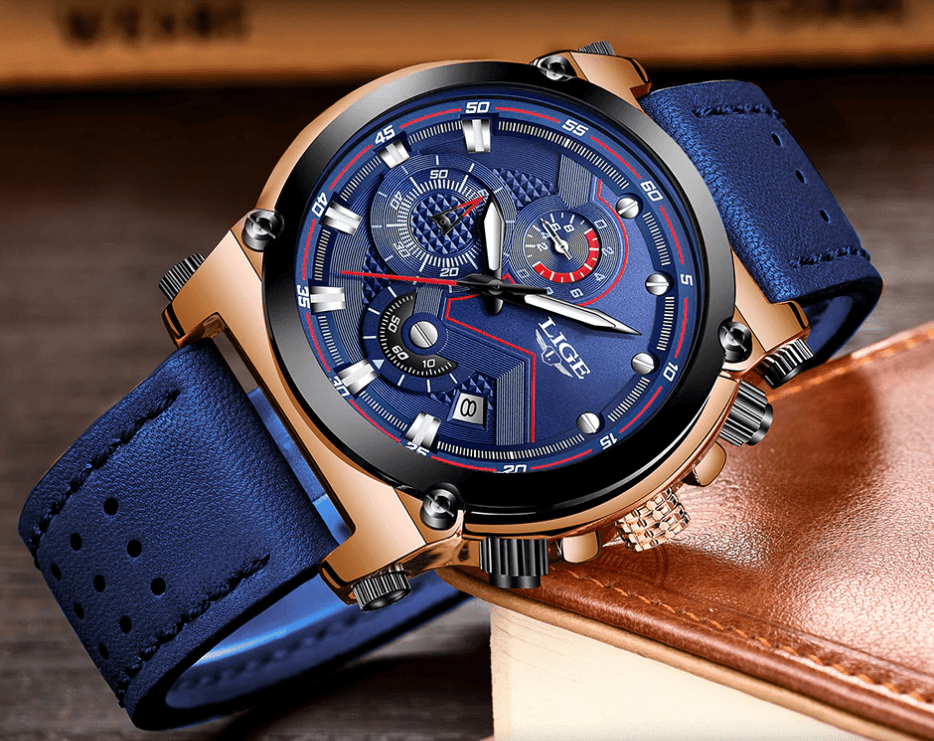 Men's Waterproof Modern Watch With Leather Belts, Stainless Steel Case Excellent Look Perfect Gift Stevvex