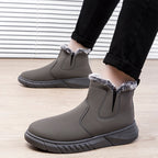 Winter Snow Boots Men V Cutout Shoes With Plush Ankle Boots Pi-Mart
