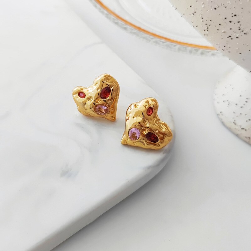 Irregular Heart Stud Earrings Pi-Mart