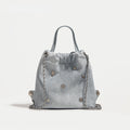 Denim blue chain backpack female, stylish and simple multi-functional portable shoulder bag, large capacity backpack with top handle - SJB-DIAMOND ELITES