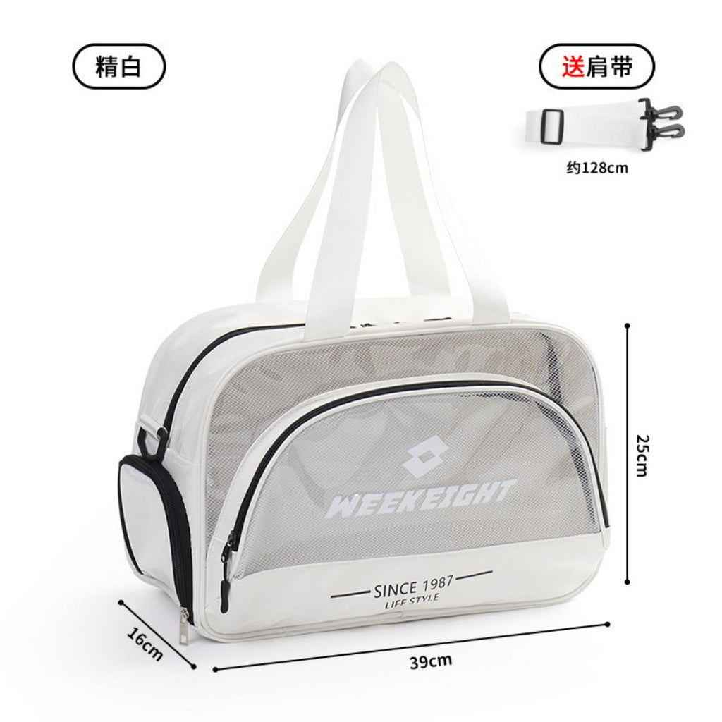 PVC transparent swimming storage bag, wet and dry separation sports beach bag, large capacity fitness bag, Transparent travel tote bag for women - SJB-DIAMOND ELITES
