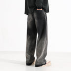 American-style Heavy Washed Black And Gray Straight Jeans Men's Loose Wide Leg Casual Trousers Lootquake LLC