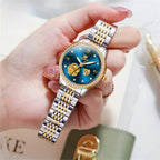 Women's Automatic Flower Skeleton Watch Jubilee Bracelet