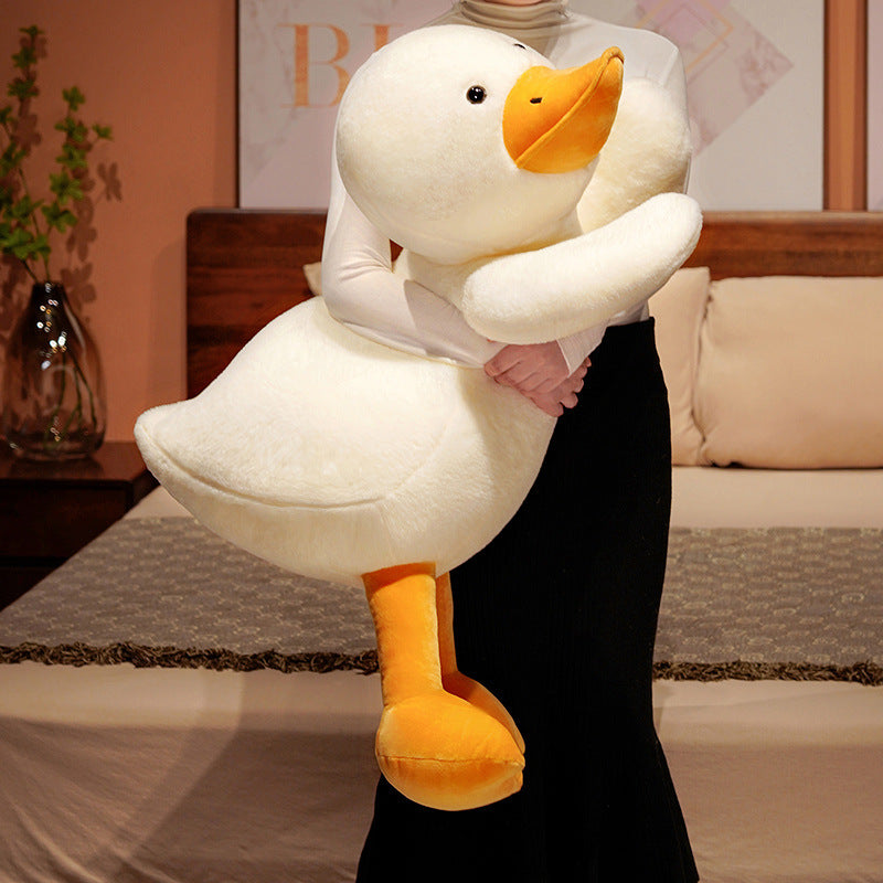 Lying Big White Duck Feather Plush Toy Soft And Adorable Pillow Pi-Mart