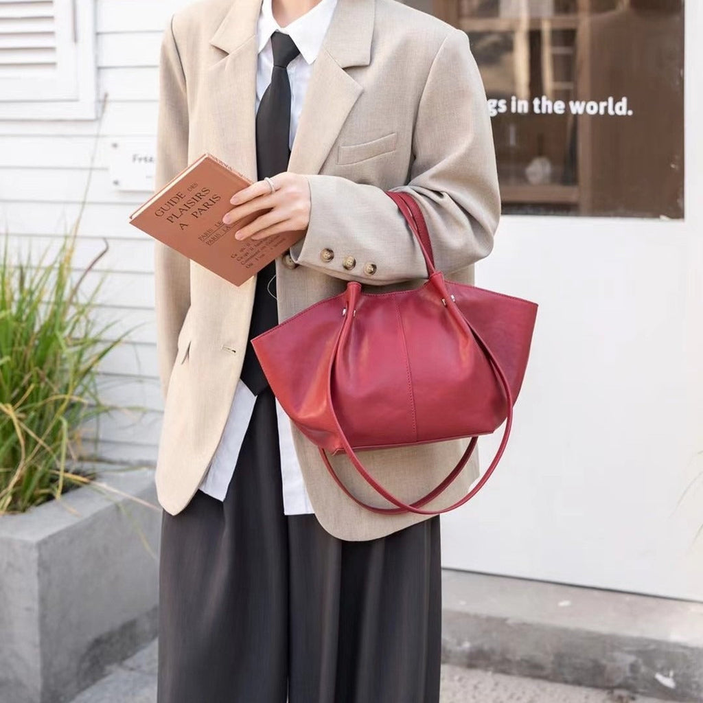 Elegant Genuine Leather Tote Bag – Premium Sheepskin Women's Hand-held Underarm Tote Bag, Versatile 2 in 1 Tote Shoulder Bag for Everyday Chic - SJB-DIAMOND ELITES