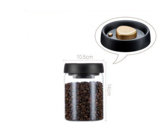 Vacuum Sealed Jug Set Black Coffee Beans Glass Airtight Canister Kitchen Food Grains Candy Keep Good Storage Jar Set Kitchen Gadgets Pi-Mart