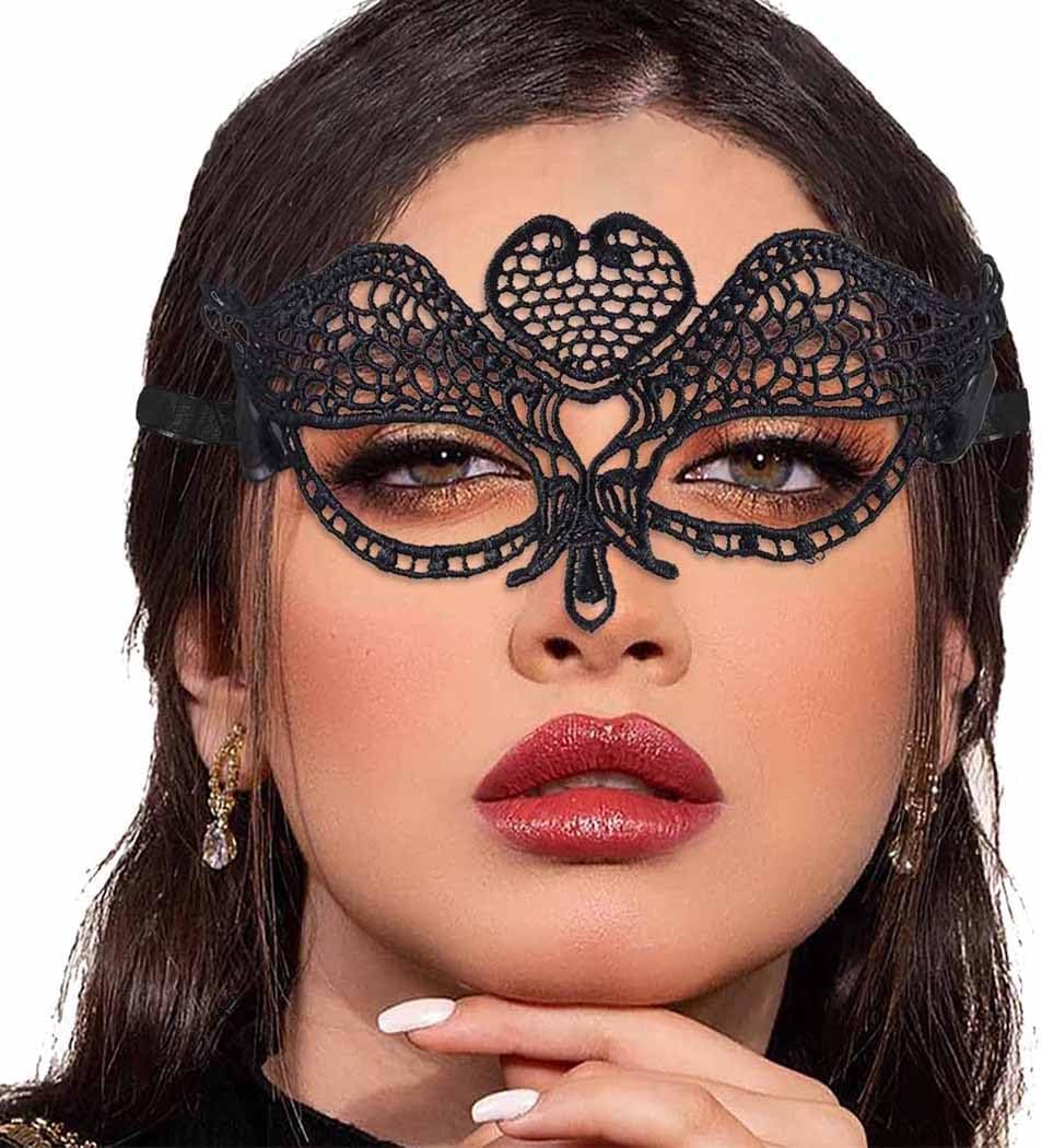 Masquerade Lace Mask Women Black Lace Masks Costume Party Proms Face Mask Halloween Eye Mask - SJB-DIAMOND ELITES