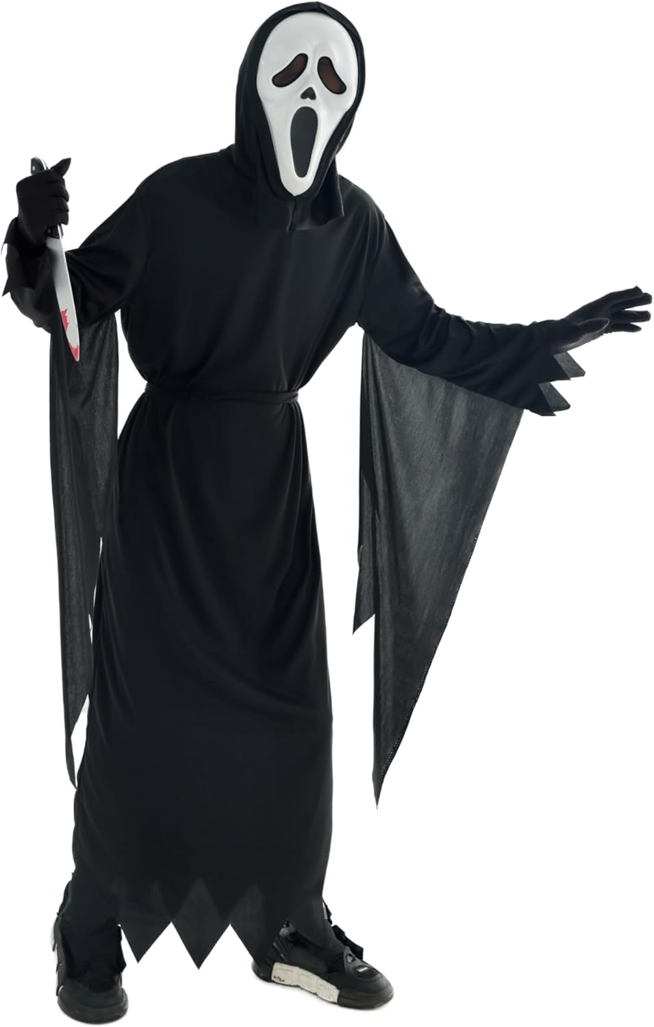 Scary Horror GhostFace Mask with Bloody Toy Knife Halloween Scream Cosplay Costume - SJB-DIAMOND ELITES