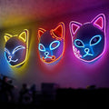 Demon LED Mask Slayers Costume Props Japanese Anime Plastic Fox Face Cosplay Glowing Masks for Adult Masquerade - SJB-DIAMOND ELITES