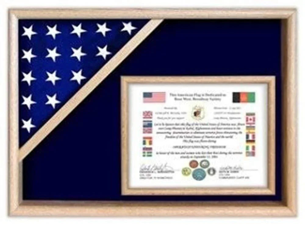 Flag Display Cases - Certificate Flag Oak Shadow Box The Military Gift Store