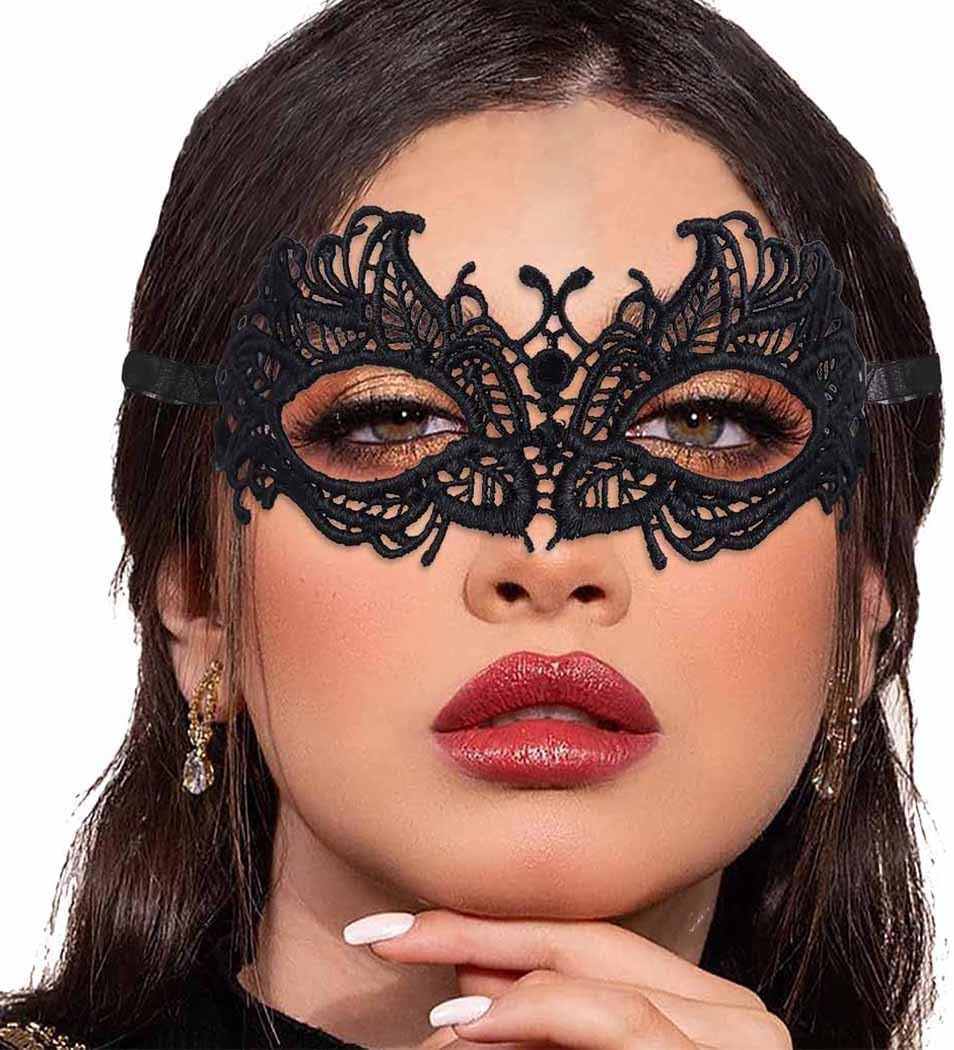 Masquerade Lace Mask Women Black Lace Masks Costume Party Proms Face Mask Halloween Eye Mask - SJB-DIAMOND ELITES