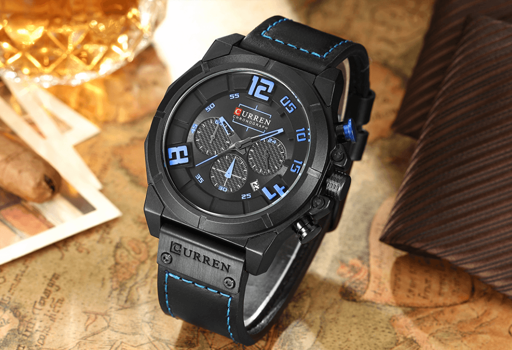 Men's Sport Waterproof Watch With Chronometers Large Numbers And Fluorescent Hands Perfect Gift For Your Man Stevvex