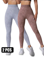 2 Pieces High Waist V Back Yoga Pants Tummy Control Running Workout Tight - SJB-DIAMOND ELITES