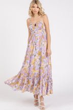 Floral Smocked Back Ruffled Hem Maxi Cami Dress For Summer – Boho Chic, Trendy, Fluttering, Feminine & Effortlessly Stylish Stevvex