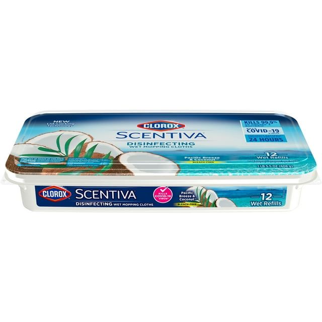 Clorox Scentiva Disinfecting Wet Mop Pads, Pacific Breeze and Coconut, 12 Count - SJB-DIAMOND ELITES