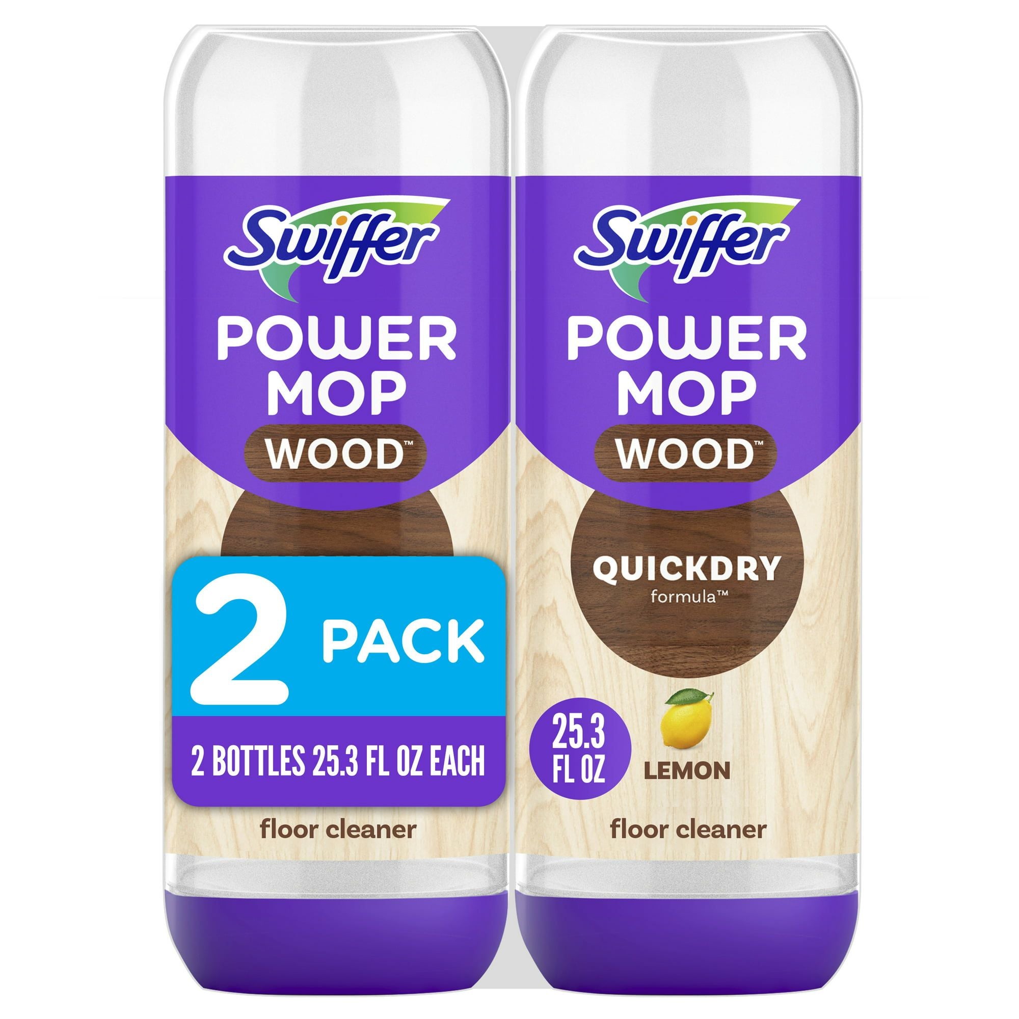Swiffer PowerMop Wood Quick Dry Liquid Floor Cleaner Solution, Lemon, 25.4 oz, 2 Pack - SJB-DIAMOND ELITES