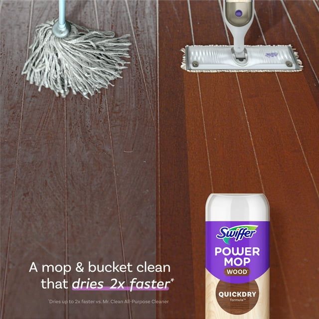 Swiffer PowerMop Wood Quick Dry Liquid Floor Cleaner Solution, Lemon, 25.4 oz, 2 Pack - SJB-DIAMOND ELITES