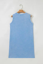 Beau Blue Mineral Wash Pocket Tank Mini Dress