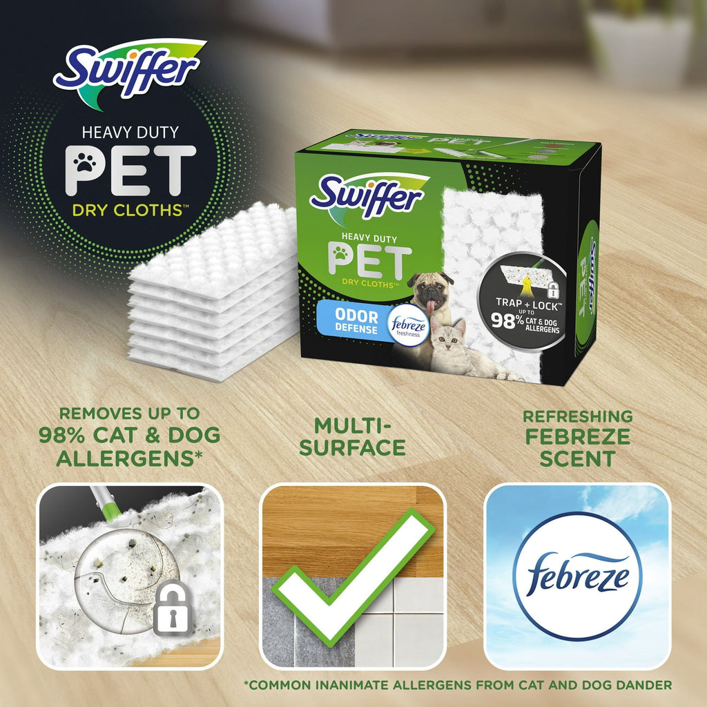 Swiffer Sweeper Pet Heavy Duty Dry Cloth Refills, Febreze Freshness, 32 Count White Pads EasyOptionXY LLC