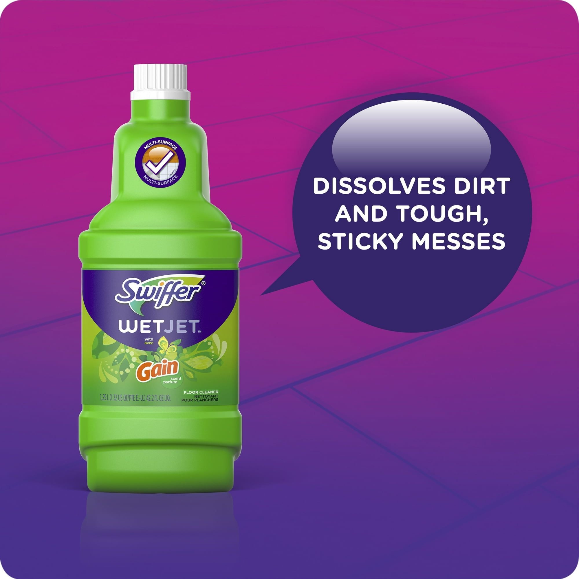Swiffer WetJet Spray Mop Floor Cleaner Refill with Gain Scent, 42.2 fl oz - SJB-DIAMOND ELITES