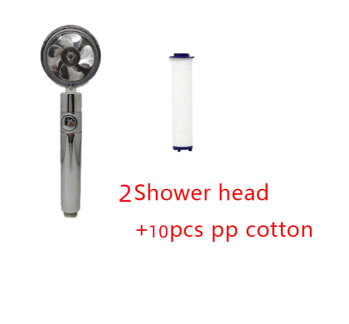 Shower Head Water Saving Flow 360 Degrees Rotating With Small Fan ABS Rain High Pressure Spray Nozzle Bathroom Accessories