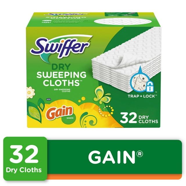 Swiffer Sweeper Dry Sweeping Pad Floor Cleaner Refills for Dust Mop, Gain, 32 Count - SJB-DIAMOND ELITES