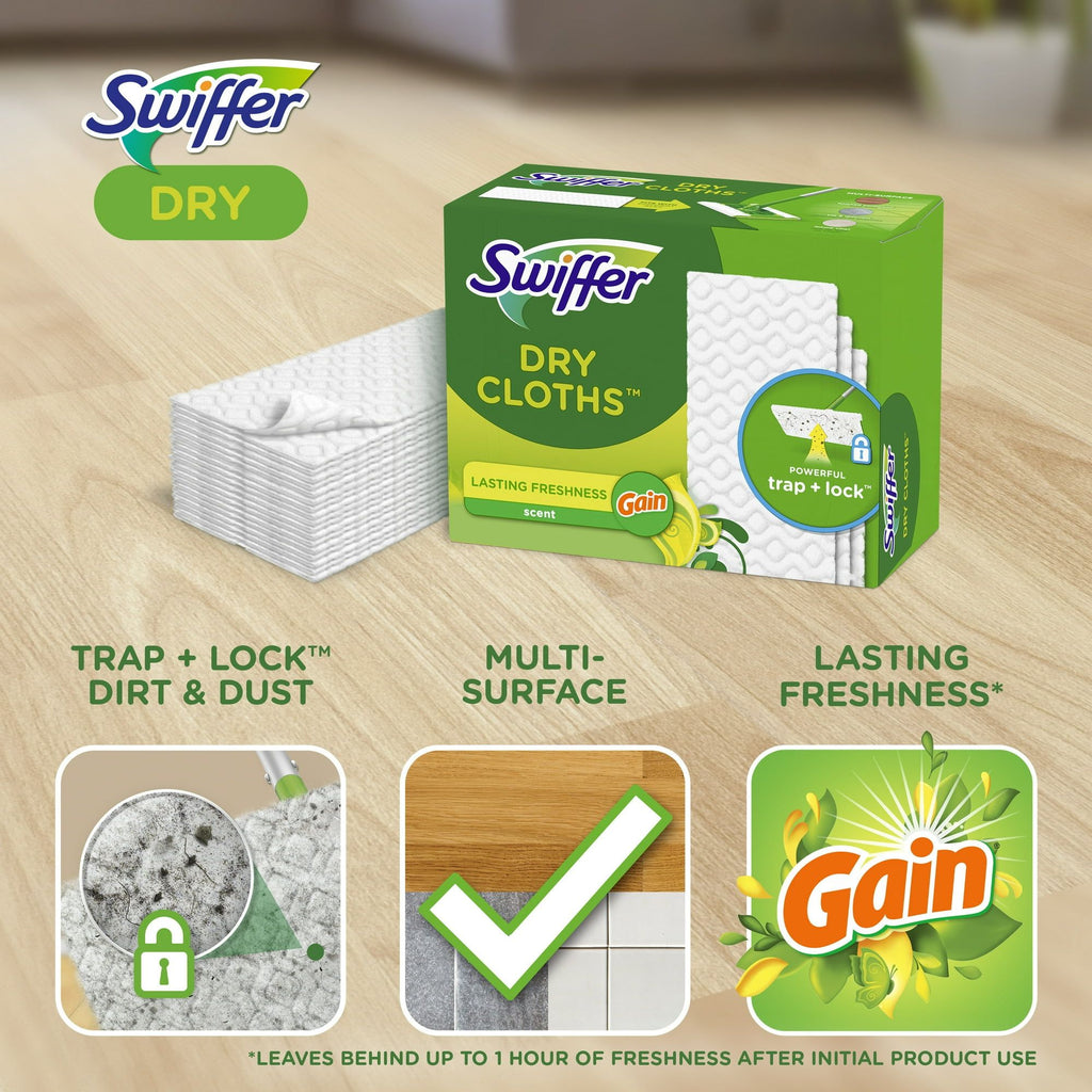 Swiffer Sweeper Dry Sweeping Pad Floor Cleaner Refills for Dust Mop, Gain, 32 Count - SJB-DIAMOND ELITES