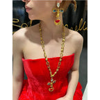 Minority Design Vintage Red Lip Nose Eye Pendant Necklace