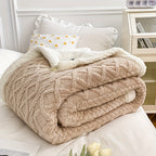 [Versatile Use] Luxurious Double-Layer Jacquard Taffeta Fleece Blanket, Thick Plush White Bed Throw for Single or Double Use - Soft, Cozy, All-Season Comfort, Ideal for Bedroom Elegance, Blanket for Bed Lootquake LLC