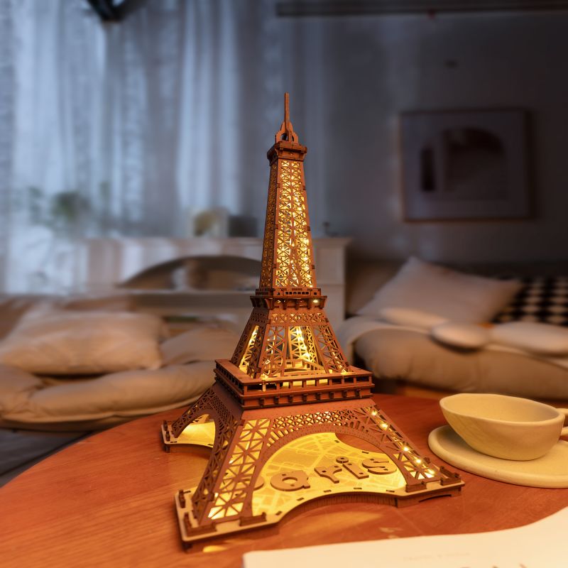 Rolife Night Of The Eiffel Tower Large Wooden Puzzle With 4 Light Shows For Gift Pi-Mart