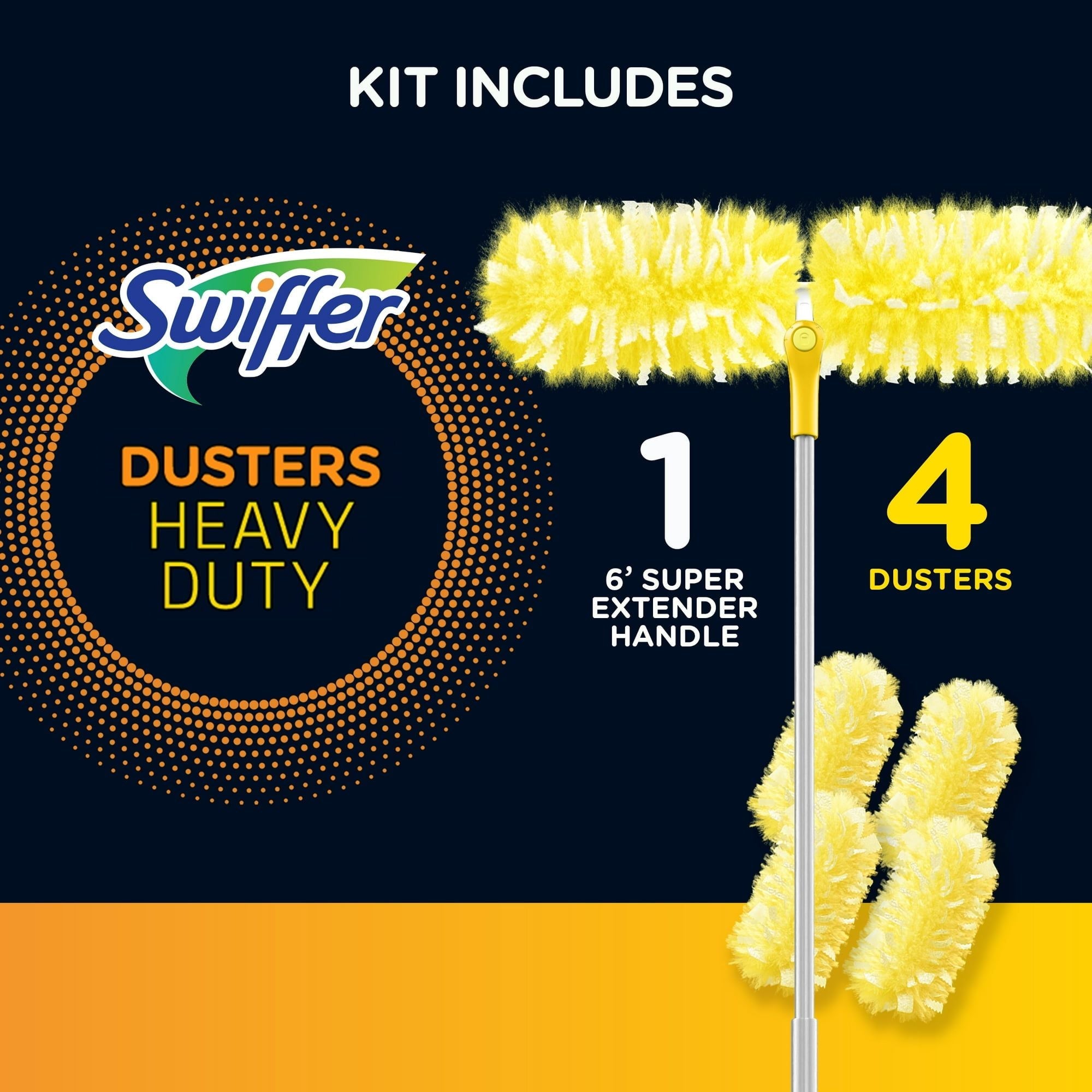 Swiffer Dusters Heavy Duty Super Extendable Handle Dusting Kit, 1 6Ft. Handle, 4 Dusters - SJB-DIAMOND ELITES