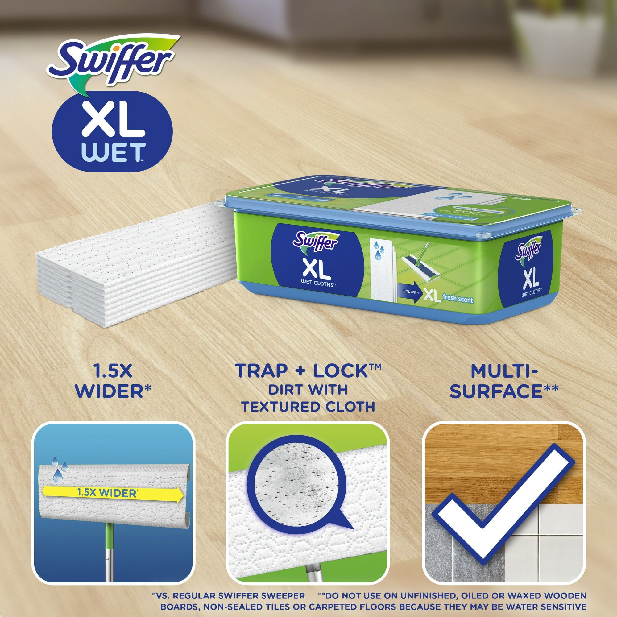 Swiffer Sweeper XL Wet Pad Refills, Open Window Fresh, 12 Count - SJB-DIAMOND ELITES