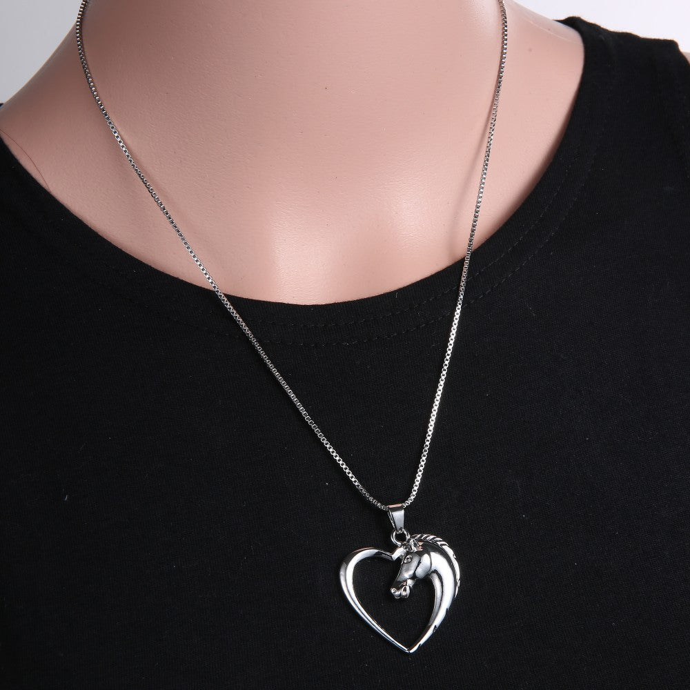 Horse Necklace Silver Color Horse Head Lootquake LLC