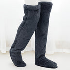 Cozy Couple's Thigh-High Fuzzy Socks - Warm, Durable Knit Over-The-Knee Stockings, Easy-Care Solid Hosiery Lootquake LLC