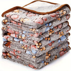 1pc Pet Blanket Dog Puppy Blanket Paw Print Coral Fleece Flannel Blanket Warm Soft Sleep Dog Blanket