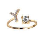 Adjustable 26 Initial Letter Ring Fashion Jewelry For Women Simple Elegant Jewelry Pi-Mart