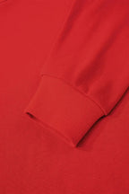 Fiery Red Striped Sleeve Loose Fit Sweatshirt - Femstylo