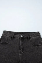 White Raw Hem High Waist Denim Shorts