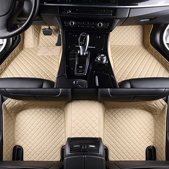 Fully Surrounded Car Leather Floor Mat Pad All Weather Protection Pi-Mart