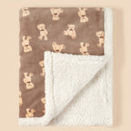 Cozy Bear Cow Pattern Plush Blanket - Luxurious Fleece-lined, Adorable Decor - Perfect Heartwarming Gift for Christmas, Thanksgiving, New Year, Valentines Day Lootquake LLC