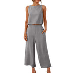 Sleeveless Wide Leg Trouser Set Lootquake LLC