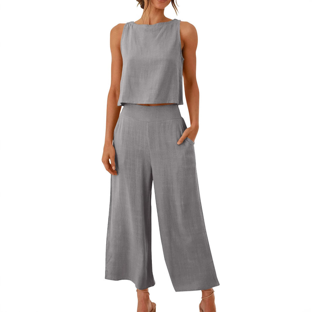 Sleeveless Wide Leg Trouser Set Lootquake LLC