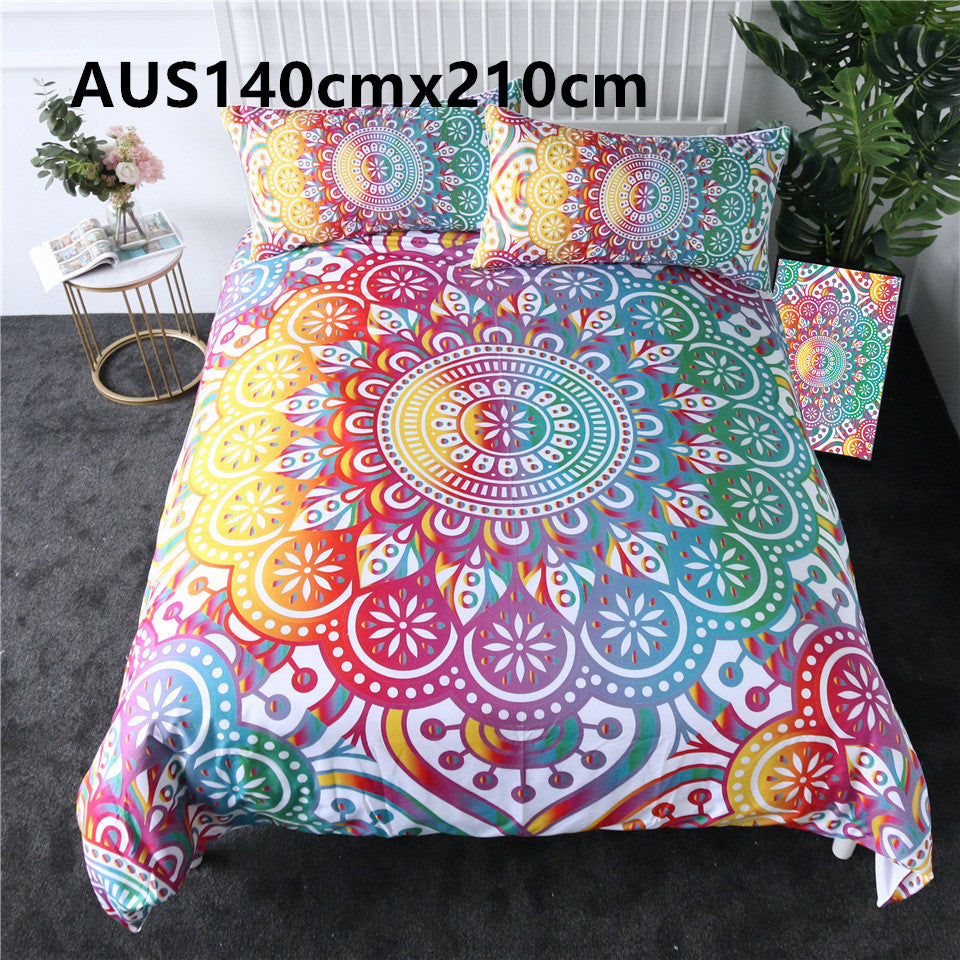 Purple crochet quilt cover three-piece bedding set Pi-Mart