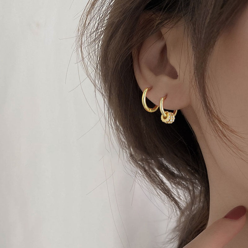 Stainless Steel Minimalist Huggie Hoop Earrings Pi-Mart