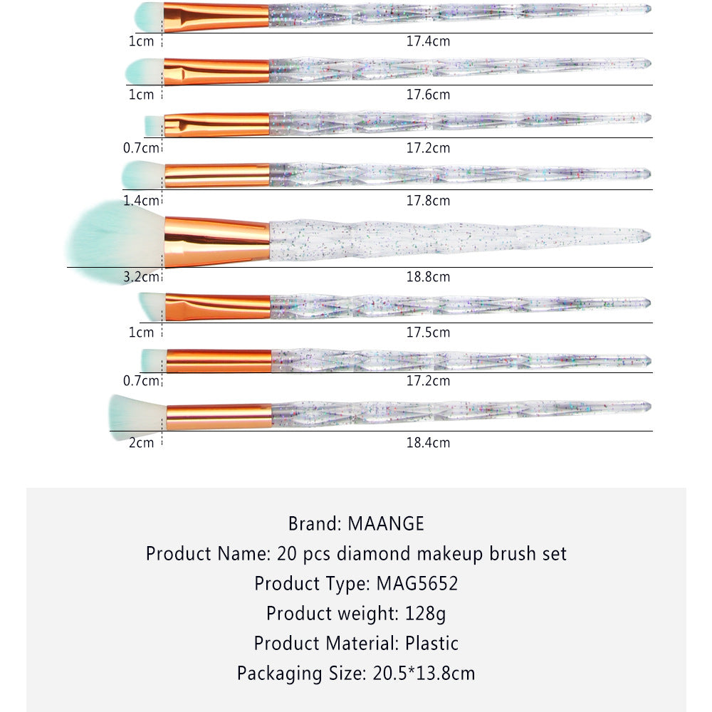 Diamond Makeup Brush Set (20 Pcs) Pi-Mart