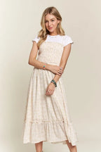 New Summer Smocked Floral Ruffled Hem Cami Dress – Feminine, Charming, Playful, Perfect for Warm Weather and Casual Outings Stevvex