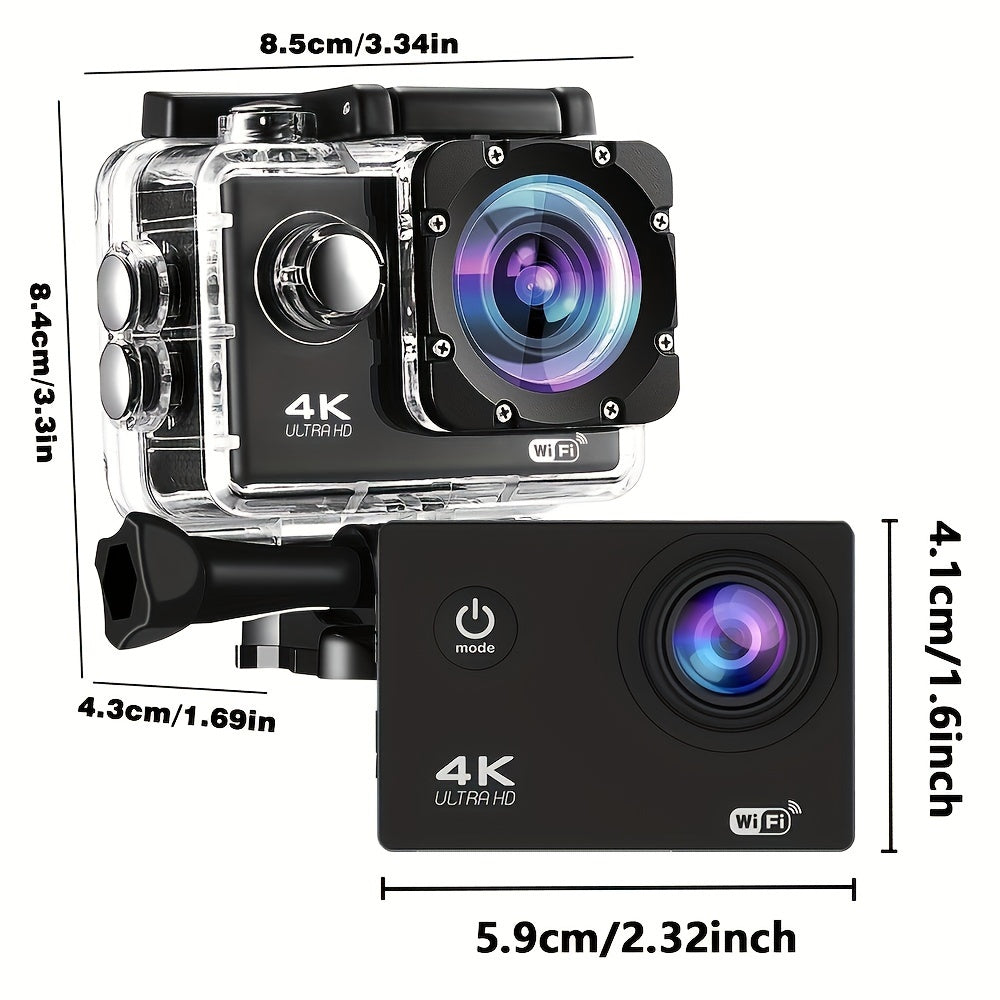 4K Ultra HD Action Camera - WiFi, 2.4GHz Wireless Wristband Remote Control, 32GB Card, Wide Angle Lens, Remote Operation - Perfect For Skiing, Mountaineering, Outdoor Sports, Gift Giving, Awaken Your Outdoor Adventure Experie Lootquake LLC