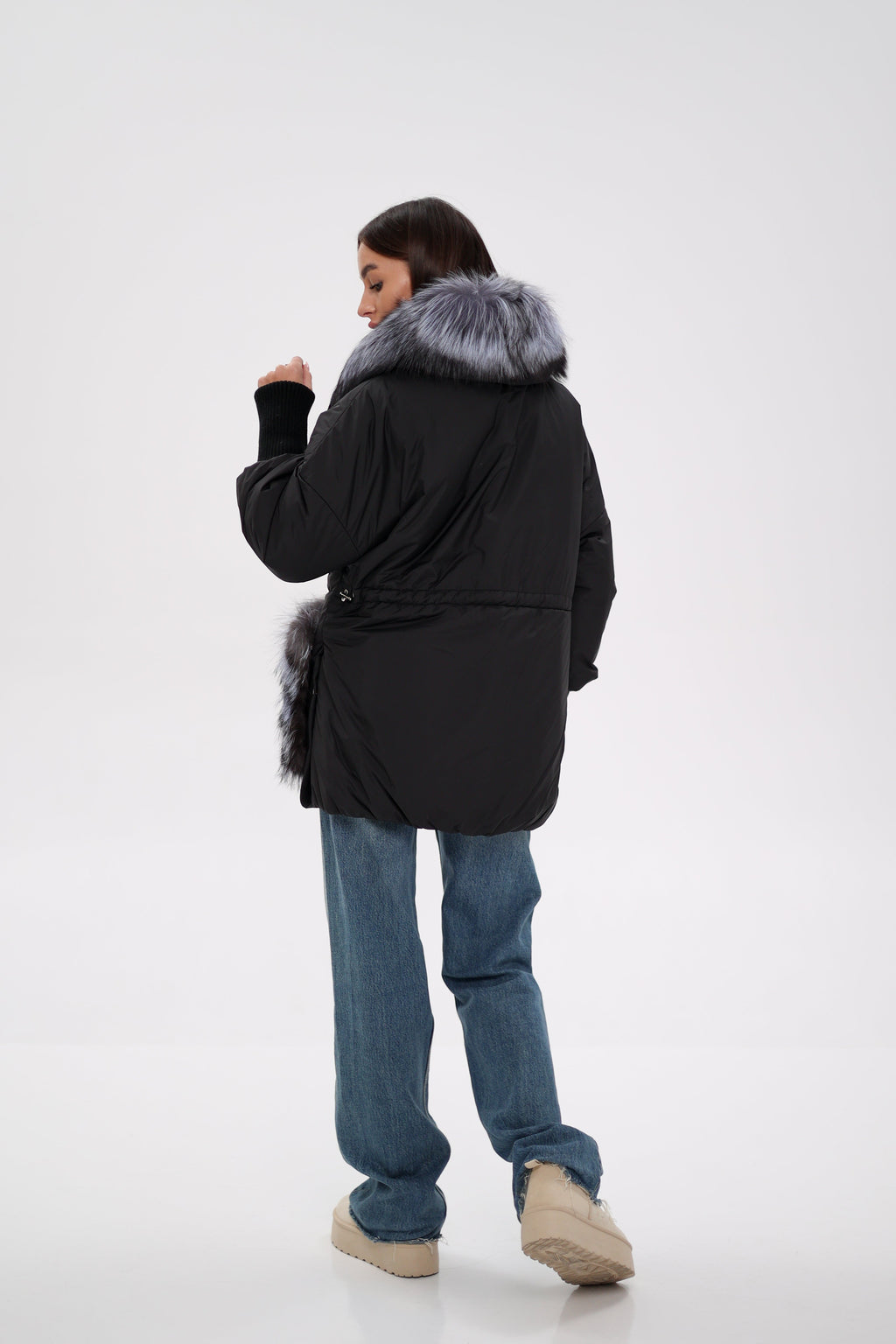 Genuine Silver Fox Down Fill Coat - SJB-DIAMOND ELITES