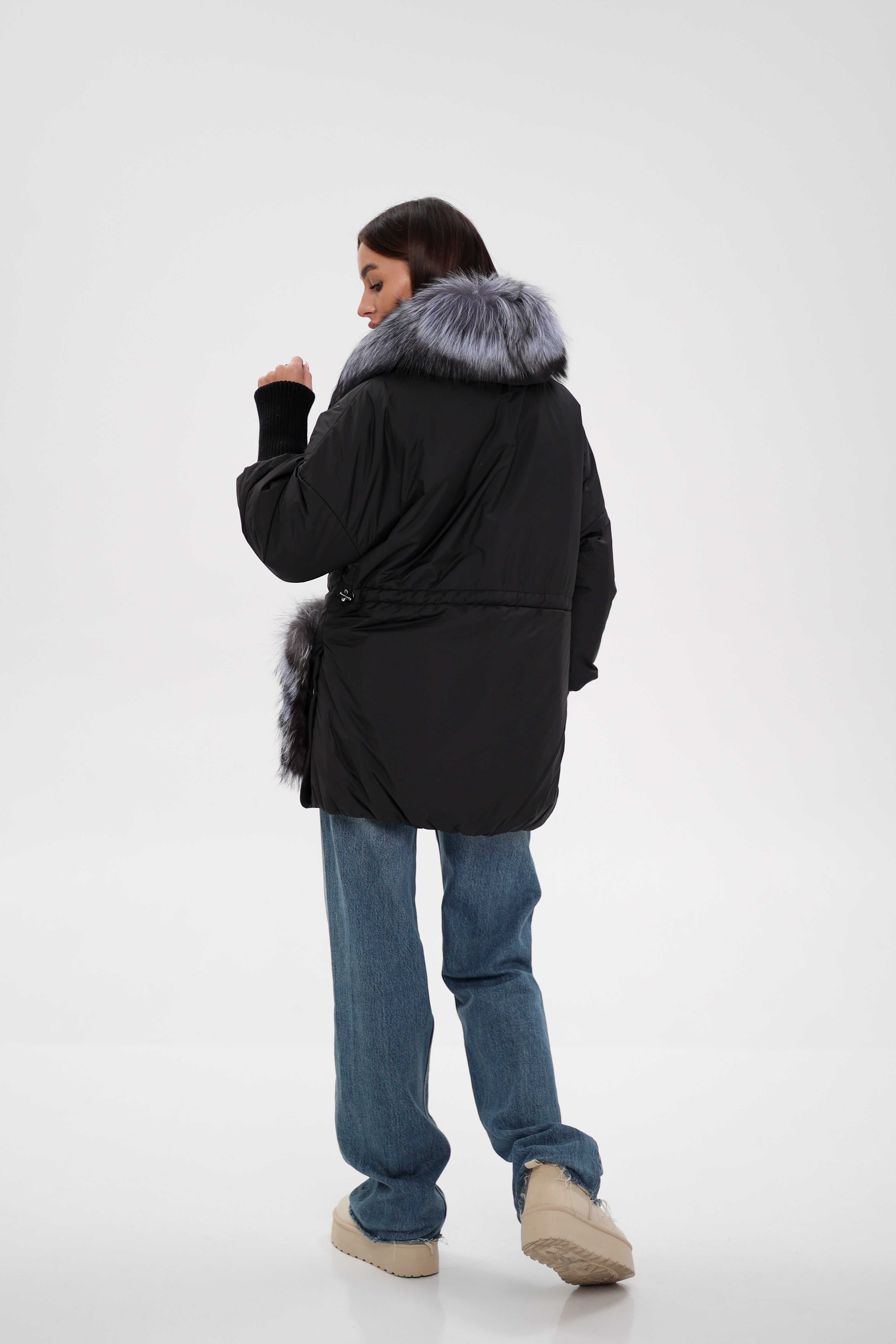 Genuine Silver Fox Down Fill Coat - SJB-DIAMOND ELITES